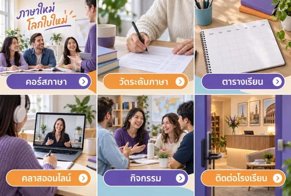 แบบ Rich Menu ที่ 45 โรงเรียนสอนภาษา